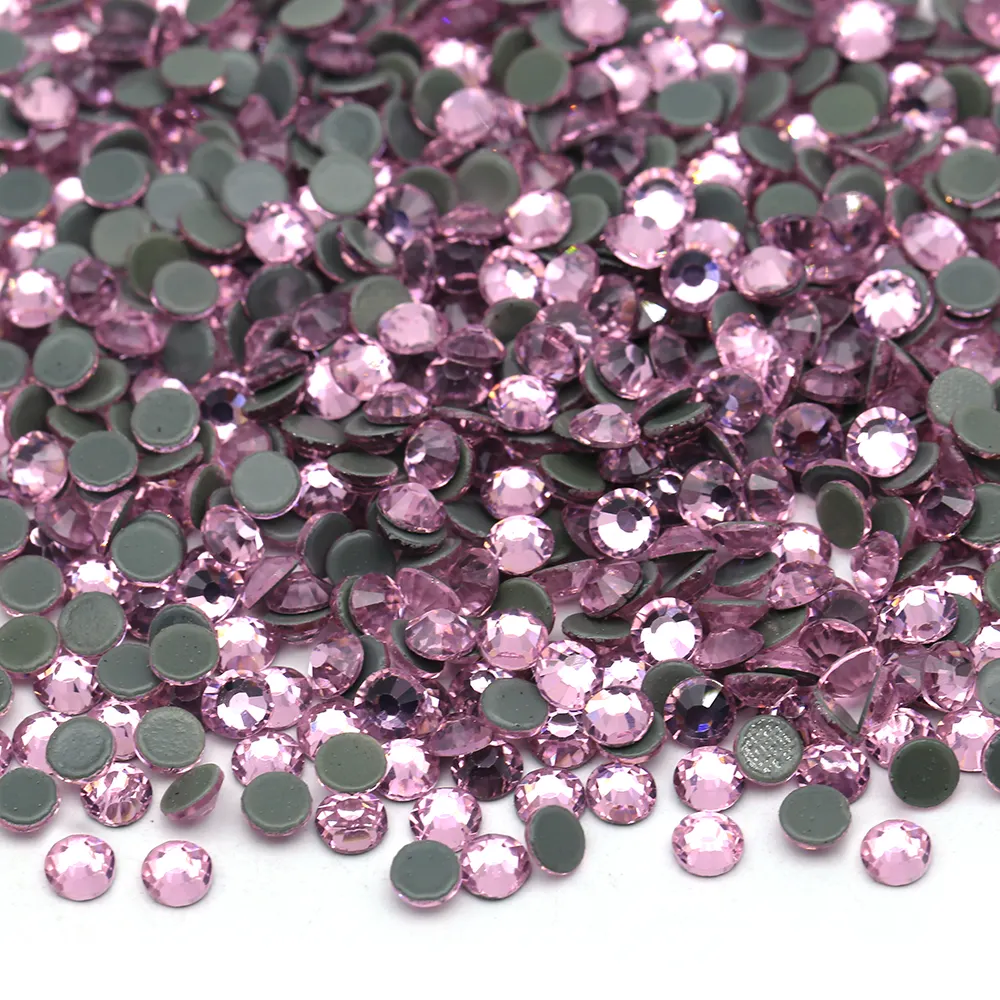 XULIN Wholesale SS3-SS30 35Kinds Colors Lt. Rose Flat Back Hotfix Glass Round Rhinestone For Bling Cup DIY