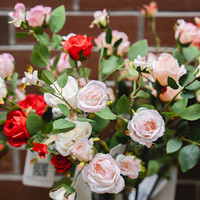 Kunstzijde Camellia Enkelstam Realistisch Hoge Simulatie Lichtroze Rood 73cm Pasen Bruiloft Kerst Huisdecoratie