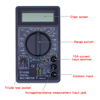 Multimètre Numérique LCD DT-830B, Voltmètre Ampèremètre Ohmmètre Électrique AC/DC 750/1000V, Testeur Ampères Volts DT-830B