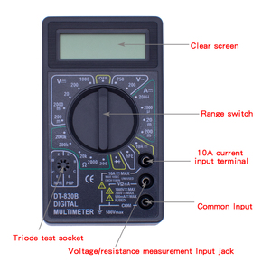 Máy đo vạn năng kỹ thuật số LCD DT-830B, đồng hồ đo điện áp, ampe kế, máy đo điện trở AC/DC 750/1000V, máy đo ampe-volt DT-830B - Product Image 2