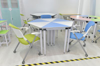 Meubles de laboratoire de biologie pour école modulaire moyenne, table de travail avec tiroirs, banc de laboratoire moderne en métal durable