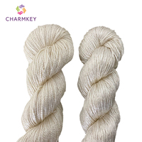 Fil de soie naturel non teint 100% soie de mûrier, texture brillante douce pour la peau, facile à utiliser, 4.25NM/2, blanc brut, pour le crochet