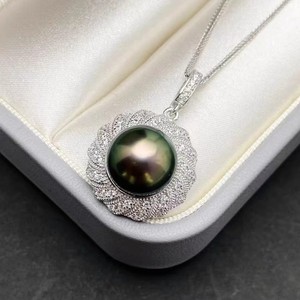 Accessoires en perles DIY, pendentif en argent S925, support vide, pendentif de collier tendance avec perles de 10-13 mm, composants de bijoux - Product Image 1