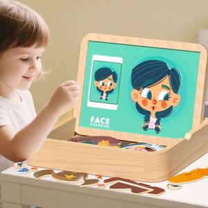 Tabletop Toy 2-In-1 Magnetic Jigsaw <b>Puzzle</b> <b>Boxes</b> Girls Boys Costumes Princess Pirate Crazy Face Dress up Game - Product Image 3