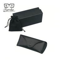 Ensemble d'étuis à lunettes rigides noirs avec logo personnalisé, pochette en cuir PU pour lunettes de soleil, chiffon de nettoyage, kit d'emballage OEM