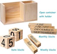 Calendrier de bureau permanent avec organisateur de stylo calendrier perpétuel en bois bloc hebdomadaire mensuel Date affichage maison décor professeur cadeau