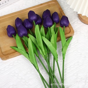 Mini-tulipes artificielles violettes en PU, décorations de mariage, ornements pour la maison, fleurs en soie, plantes artificielles - Product Image 2