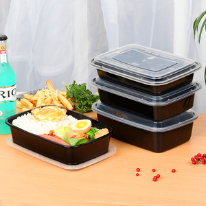 Boîte à déjeuner européenne et américaine, jetable paquet à emporter, sac à soupe noir transparent, couvercle convexe pour repas bol à soupe récipient en plastique - Product Image 4