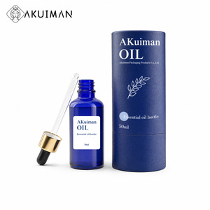 50ml Cobalt Blue CE Certified Gold Collar Black Rubber Bulb Custom Packaging ODM Blue Glass Dropper Essential <b>Oil</b> <b>Bottle</b> - Product Image 2