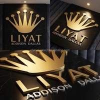 Letrero Metálico 3D Personalizado de Acero Inoxidable Dorado Brillante de Alta Gama, Logotipo de Tienda, Publicidad Exterior para Empresas, Hospitales, Parques