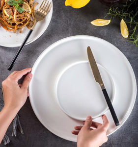 Premium European White Ceramic Round Steak Plate Custom Logo Pizza <b>Cake</b> Serving Dish For Hotel Western Restaurant Wedding Wholes - Product Image 4