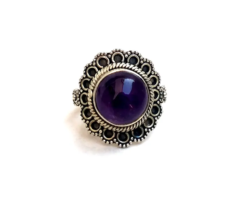 Flower Shape Stone Ring Sterling Silver 92.5 Amethyst Ring Stone Ring Designs für Women in Sliver Jewelry