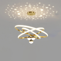 Lustre suspendu LED moderne de luxe à plafond haut, effet ciel étoilé, projecteur romantique pour chambre