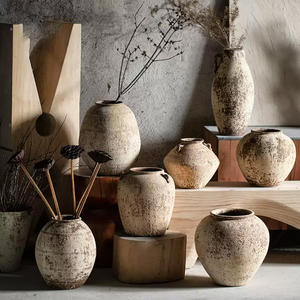 Yusan Vase hydroponique rétro Style chinois nouveau Pot de fleur séché en céramique Design rustique décor à la maison <span class=keywords><strong>poterie</strong></span> grossière pour famille d'accueil - Product Image 5