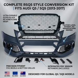 Pare-chocs avant style <span class=keywords><strong>RSQ5</strong></span> avec calandre en nid d'abeille pour Audi Q5 SQ5 8R.5 2013-2018, kit carrosserie de rechange. - Product Image 4