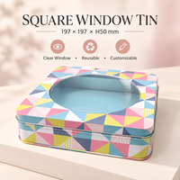 Boîte en métal carrée à fenêtre, personnalisée, pour biscuits, bonbons, chocolat, emballage cadeau, vente en gros, fabricant OEM