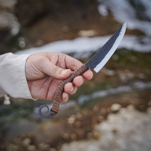 Cuchillo Vikingo Forjado a Mano, Estilo Nórdico, con Empuñadura de Cuero, Cuchillo Utilitario de Hierro para Campismo al Aire Libre, Forjado por Vikingos - Product Image 3
