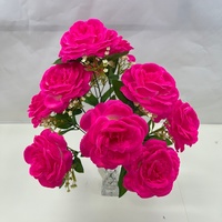 Têtes de bouquet de roses artificielles en soie avec feuilles et gypsophile pour la décoration de la maison, des mariages et des fêtes
