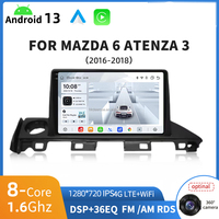 Autoradio Android 13 pour voiture, écran IPS 1280*720, Car-play, 8 cœurs, 4G LTE, pièces de navigation pour MAZDA 6 ATENZA 3 2016-2018