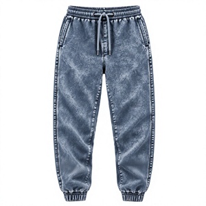 Mens Acid Wash Fleece <b>Jogger</b> Sweatpants with Elastic Waist Mid Rise Eco-Friendly Features - Product Image 4