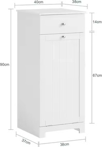 Meuble de rangement blanc pour salle de bain avec <span class=keywords><strong>panier</strong></span> à <span class=keywords><strong>linge</strong></span> inclinable, tiroir, <span class=keywords><strong>panier</strong></span> dissimulé, coffre de rangement, armoire de rangement pour salle de bain, étagère en bois pour <span class=keywords><strong>panier</strong></span> à <span class=keywords><strong>linge</strong></span> - Product Image 2