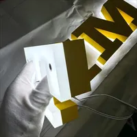 Enseigne lumineuse LED 3D découpée au laser GFace, étanche IP65, en acier inoxydable, lettres rétroéclairées à haute densité pour voiture
