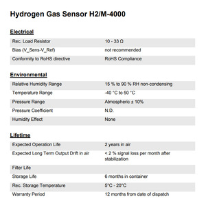 Sensor electroquímico de gas hidrógeno H2/M-4000 de 0-4000 ppm para dispositivos portátiles de seguridad y control de procesos - Product Image 2