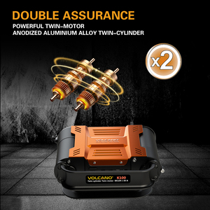 Gonfleur d'air professionnel 60LPM 120PSI en métal à double cylindre et double <span class=keywords><strong>moteur</strong></span> avec moniteur de pression des pneus et anneau de piston en PTFE - Product Image 2
