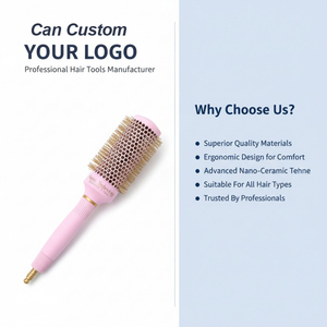 Custom Packaging professionale salone rotondo <span class=keywords><strong>spazzola</strong></span> per <span class=keywords><strong>capelli</strong></span> in ceramica con Logo privato tecnologia Nano per <span class=keywords><strong>capelli</strong></span> lisci - Product Image 2