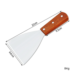 Yinhao มีด้ามจับทำจากไม้สำหรับทำอาหารบาร์บิคิวทำจากสเตนเลสมีขอบเอียงตะหลิวย่าง - Product Image 2