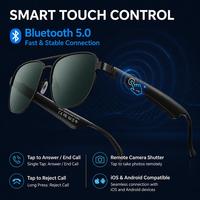 Lunettes intelligentes avec double caméra, lecteur de musique, commande tactile, haut-parleur intégré, charge Type-C, pliables, objectif 65 mm