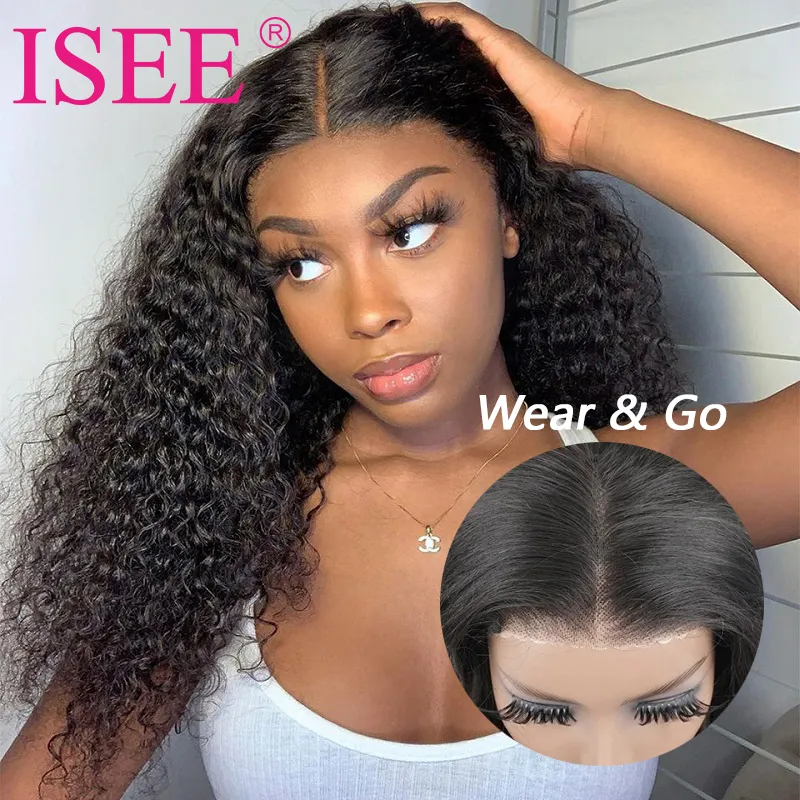 Leimlose Perücken Echthaar Easy Wear Go Lace Front Perücken Pre Cut Lace, Ready To Go Full HD Lace Frontal Wasserwellen perücke