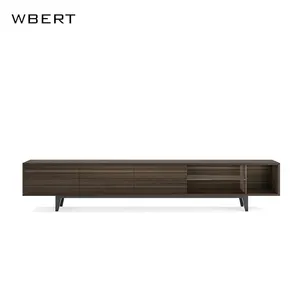 WBERT Italian Living Room Furniture for Household Storage Hotel Applications Modern Villa Black Walnut Solid Wood TV Cabinet
