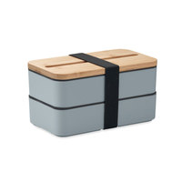 Boîte à lunch double couche grande capacité avec couteaux, fourchettes et cuillères, réutilisable et dotée d'un couvercle en bambou écologique