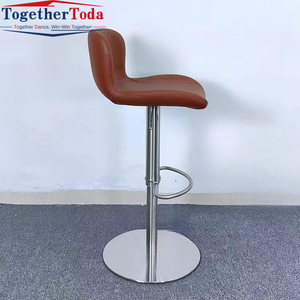 Chaise de bar moderne en aluminium de style nordique avec velours doré et cuir, stable et durable pour salle à manger, bar, cuisine, salon - Product Image 6