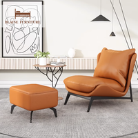 Fauteuil lounge en cuir véritable de luxe moderne haut de gamme, meuble d'appoint confortable pour salon, hôtel, appartement, usage de loisirs