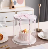 Großhandel Custom Multi-Size 6 10 Zoll Transparente Hohe Kuchen boxen Clear Christmas Birth Info Services Recycelbar für Bäckerei