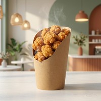 Gobelet à collation en papier kraft recyclable, gobelet à charcuterie jetable incliné, imprimé sur mesure pour frites, chips, crème glacée, aliments