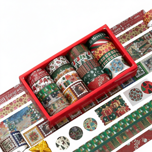 1 Box of Waterproof Single Sided Water Activated Rubber Adhesive <b>Paper</b> Christmas English Decorative Stickers for <b>Masking</b> - Product Image 1
