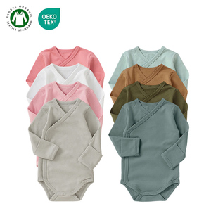 Tutina Corta per Neonati in Cotone 100% Organico con Logo Personalizzato, Minimo 20 Pezzi, Polsini Ripiegabili - Product Image 1