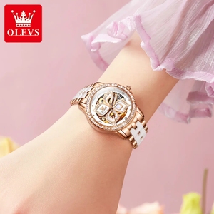 Montre pour femme OLEVS élégante avec diamants, montre automatique mécanique pour femme, montre squelette de luxe pour femme, 6612 - Product Image 2