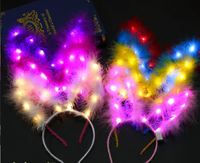 Mahkota Bunga Telinga Kucing LED untuk Pesta Halloween, Bando Bercahaya LED, Bando Rambut Berkedip Menyala untuk Wanita dan Anak Perempuan, Bando Kostum