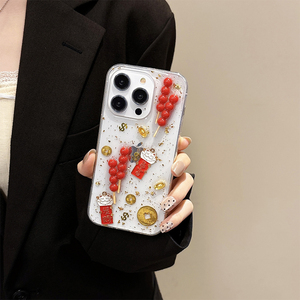 Чехол для телефона в корейском стиле с золотыми блестками, монетами и котом удачи для китайского Нового года, для <span class=keywords><strong>iPhone</strong></span> 17, 16 Pro, 15 Plus, 13, 12, 11 Max - Product Image 2