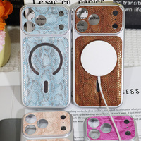 Funda Magnética de Lujo con Patrón de Piel de Serpiente para iPhone 17 Pro Max 16 15 14 13 Pro Max, Antigolpes, con Carga Inalámbrica