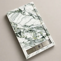 Receveur de douche en marbre vert naturel avec drain linéaire invisible en acier inoxydable pour salle de bain d'hôtel