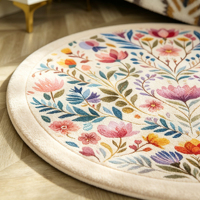 Moderner Runder Korallenvelours-Teppich Extra Dick Rutschfeste Rückseite Blumenmuster Maschinell Gefertigt Umweltfreundliche Matte