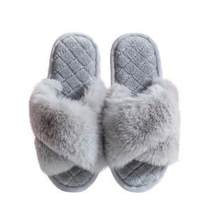Chaussons d'intérieur et d'extérieur en peluche pour femmes, à bout ouvert, en fausse fourrure, antidérapants, pour l'hiver, le printemps et l'automne - Product Image 5
