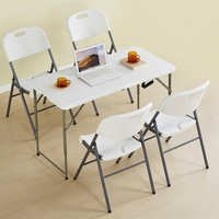 Ensemble de table et chaises pliantes d'extérieur, table de pique-nique en plastique blanc avec chaises à dossier pour les événements à domicile