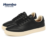 Chaussures de skate personnalisées Hambo 38-44, mode, lacets, blanc et noir, cuir véritable, chaussures de skate décontractées pour hommes et femmes