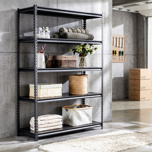 Angle Steel Black <b>Shelf</b> <b>Rack</b> Floor Heavy Duty Steel Storage <b>Rack</b> Multi-purpose Storage <b>Rack</b> for Storage Rooms - Product Image 4